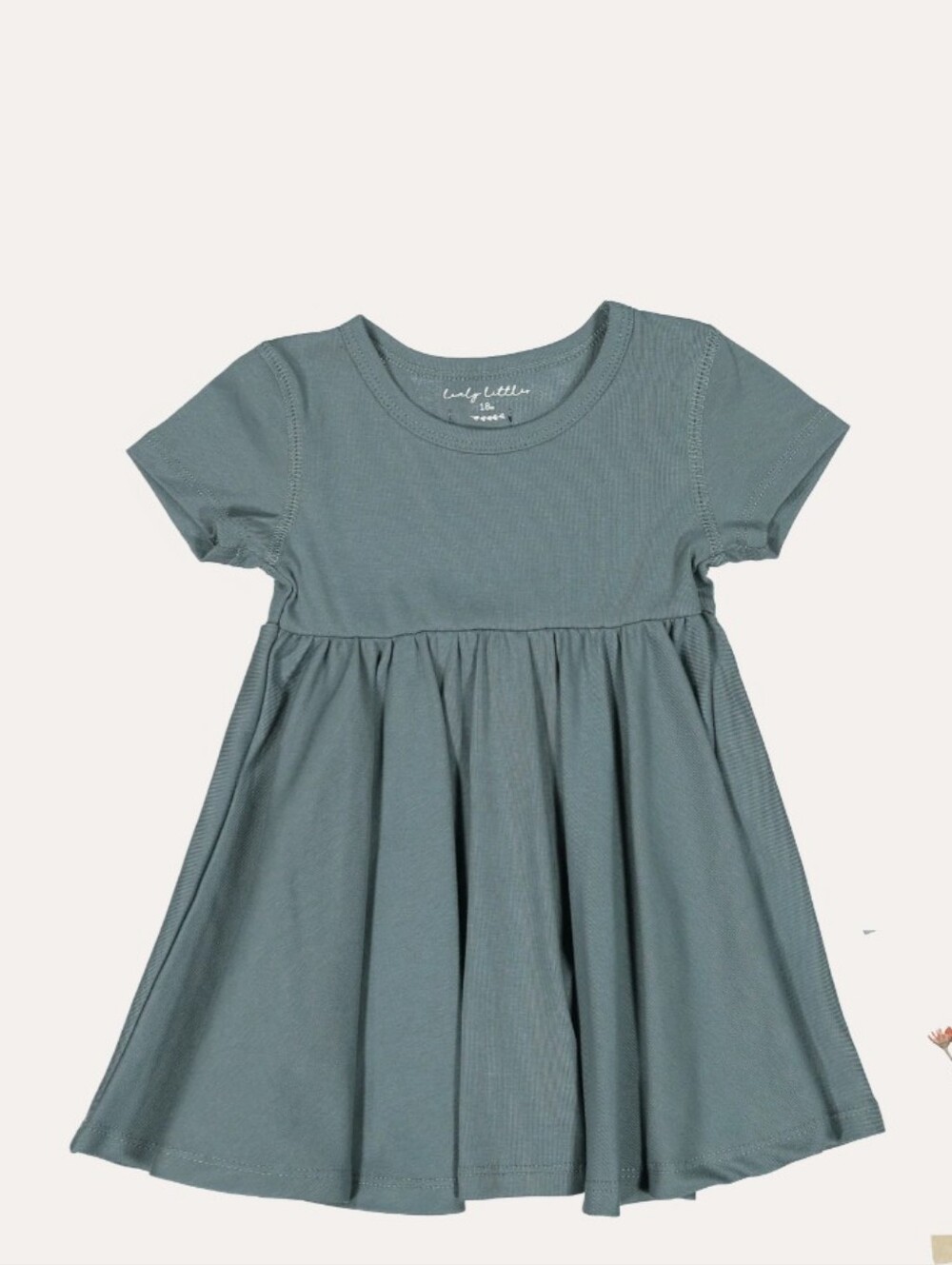 lovely Littles Playful Short-Sleeve Girl Dress in Dusty Teal